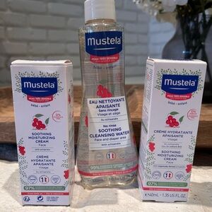 Mustela Baby Gentle Cleansing Water 10fl Oz & Face Cream 1.35 Fl Oz (pack Of 2)